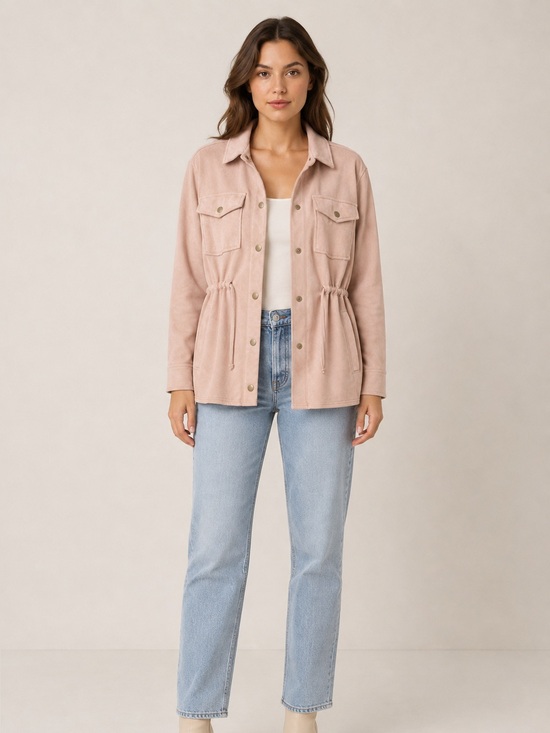 Blank NYC Jackets & Blazers - Blank NYC Suede-Style Drawstring Utility Jacket - Blush